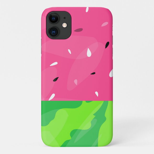 Capa Para iPhone 11 Melancia verde rosa, doce Verão estilizado (Verso)