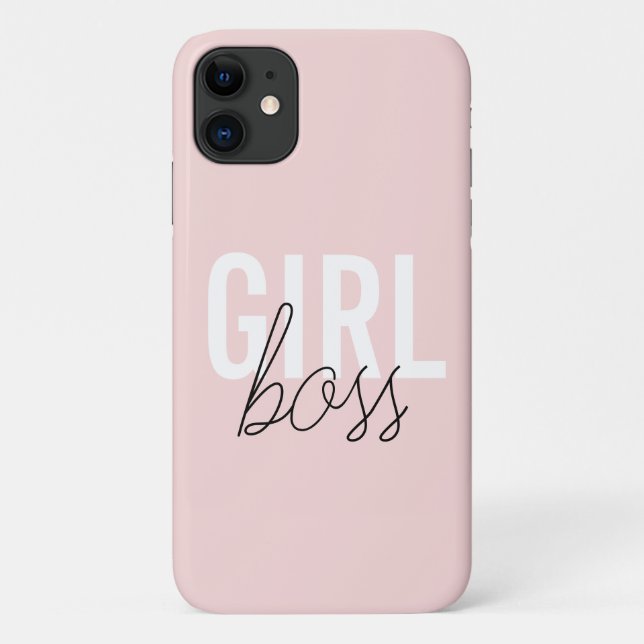 Capa Para iPhone 11 Menina blush de tipografia chefe (Verso)