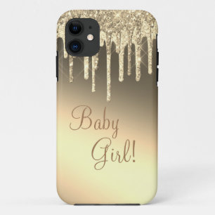 Capa Para iPhone 11 Menina Brilho Brilho Dourado Glam Chic Nome