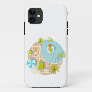 Capa Para iPhone 11 Menina da festa de natação na praia de verão de bi