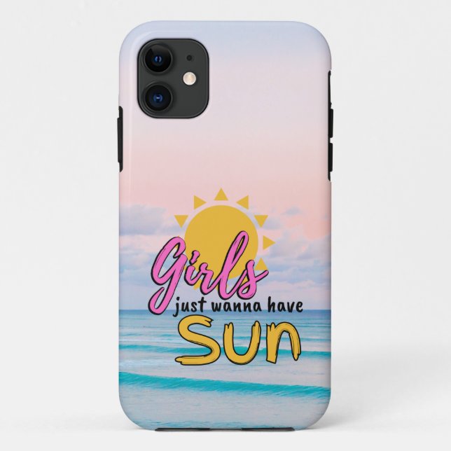 Capa Para iPhone 11 Meninas só querem ter Sun Beach (Verso)