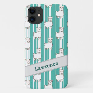 Capa Para iPhone 11 Meninos Pessoais Bonitos, Lama Azul e Branco Strip