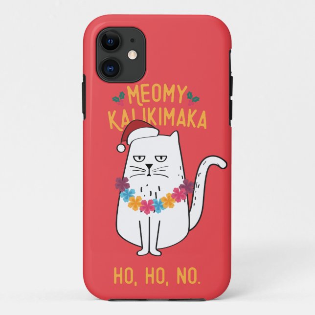 Capa Para iPhone 11 Meowy Kalikimaka Engraçado Natal (Verso)