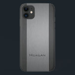 Capa Para iPhone 11 Metades de metal escovadas - Nome<br><div class="desc">capas de iphone com uma aparência de metal esfregado e um efeito impresso gravado no texto,  onde você pode adicionar seu nome.</div>