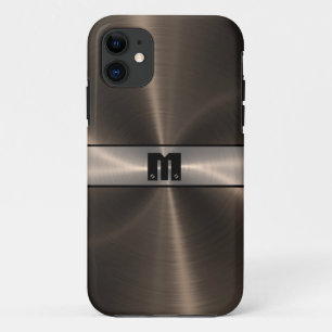 Capa Para iPhone 11 Metal de aço inoxidável brilhante de bronze lega