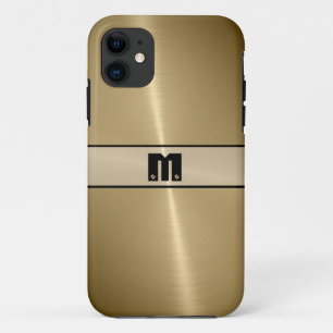 Capa Para iPhone 11 Metal de aço inoxidável brilhante Dourado legal