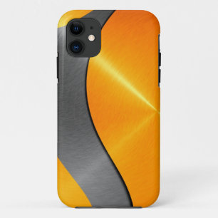 Capa Para iPhone 11 Metal de aço inoxidável Dourado e preto