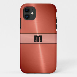 Capa Para iPhone 11 Metal de aço inoxidável vermelho brilhante