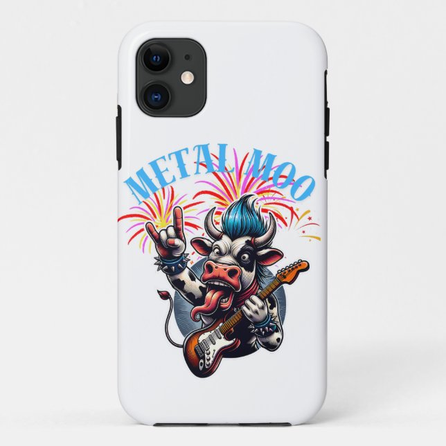 Capa Para iPhone 11     Metal Moo-d – Rockin' Cow with a Guitar (Verso)