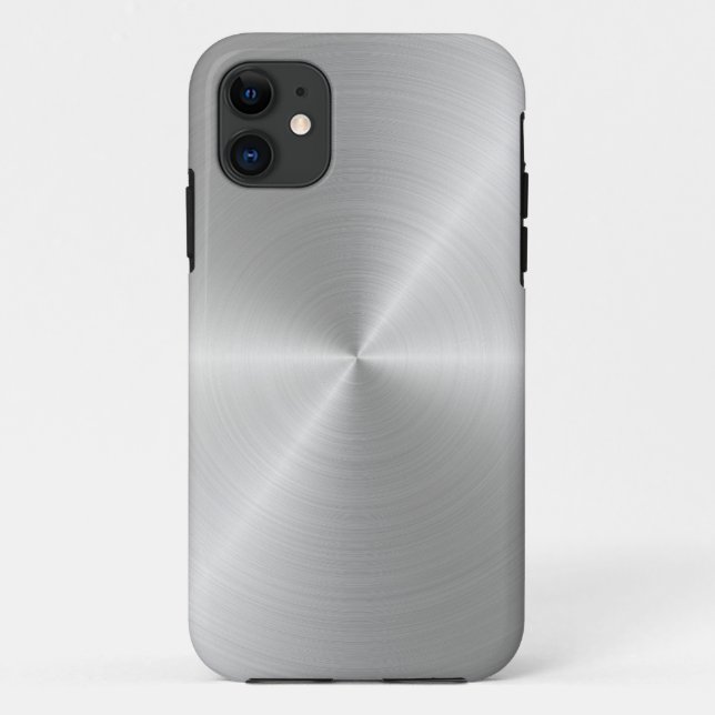 Capa Para iPhone 11 Metálico Radial Silver Polido| Personalizado (Verso)