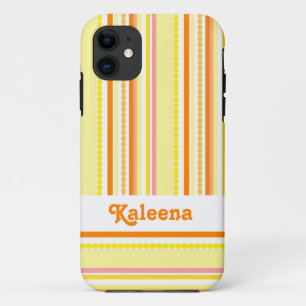 Capa Para iPhone 11 Miçangas de faixa nomeadas cor-de-rosa