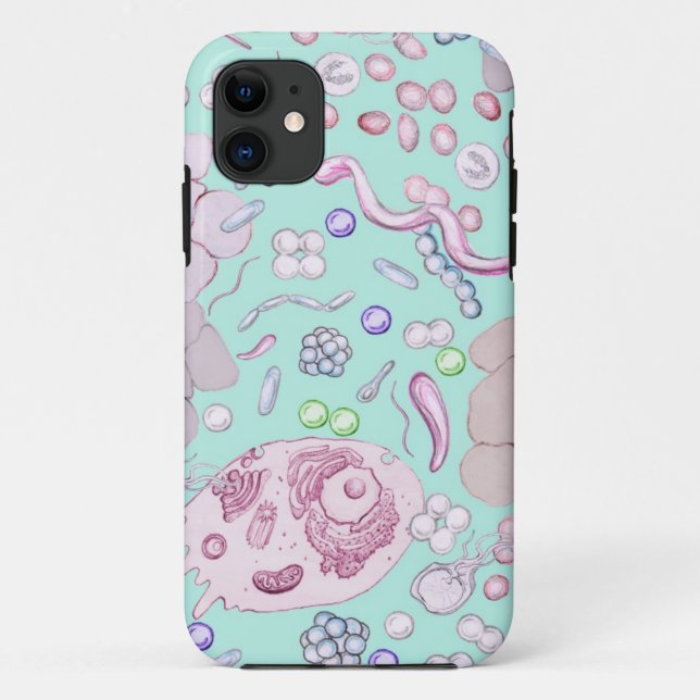 Capa Para iPhone 11 Microbiologia no azul (Verso)