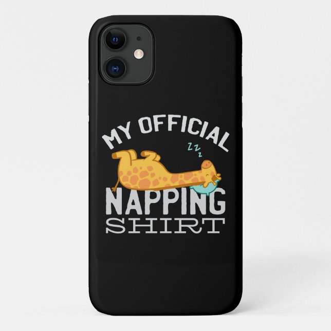 Capa Para iPhone 11 Minha camisa oficial de dormir - Girafa preguiçosa (Verso)
