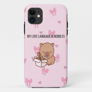 Capa Para iPhone 11 Minha Linguagem do Amor São Macarrão Kawaii Capy