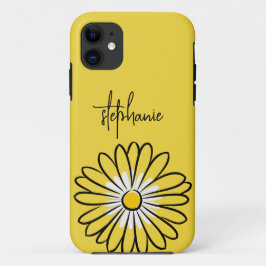 Capa Para iPhone 11 Minimalist Modern Elegant Daisy flower and text