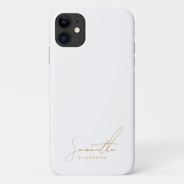 Capa Para iPhone 11 Minimalist Professional Gold Handwritten Script (Verso)