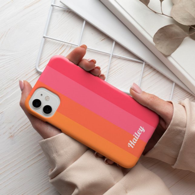 Capa Para iPhone 11 Minimamente Moderno Laranja Cor-de-Rosa Personaliz (Criador carregado)