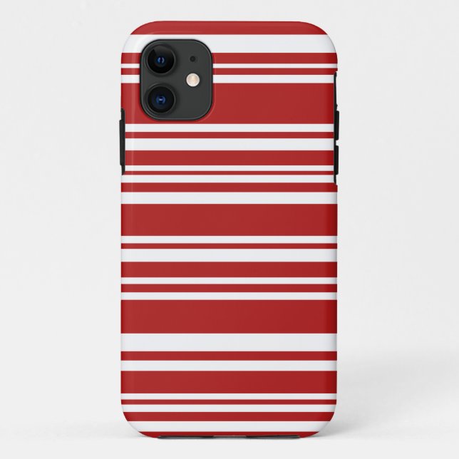 Capa Para iPhone 11 Mistura Moderna de Listras Vermelhas e Brancas (Verso)