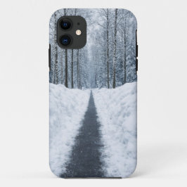 Capa Para iPhone 11 Misty Winter Forest Path Winter Landscape
