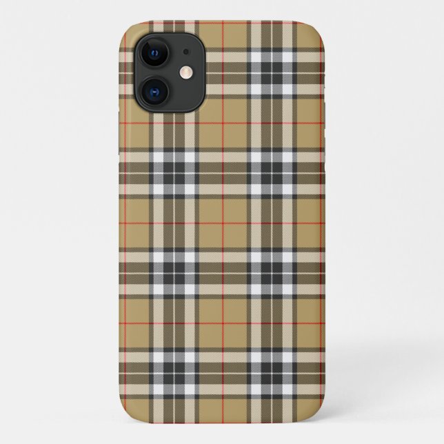 Capa Para iPhone 11 Moda da Família de Padrão de Xadrez Thomson Camel  (Verso)