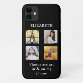 Capa Para iPhone 11 Modelo de Colagem de Fotos Personalizada com Texto