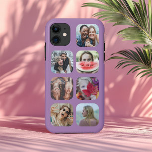 Capa Para iPhone 11 Modelo de Colagem de Fotos Púrpura de 7 Personali
