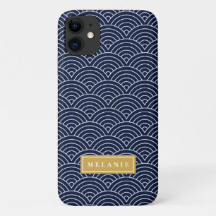 Capa Para iPhone 11 Modelo do Dourada do Padrão de Onda do Círculo d