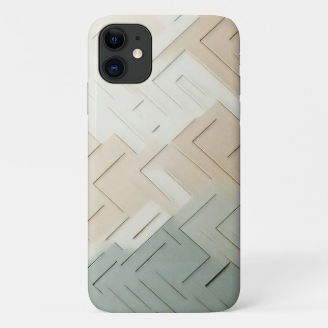 Capa Para iPhone 11 Modern Minimalist Geometric Maze - Elegant Sage Gr (Verso)
