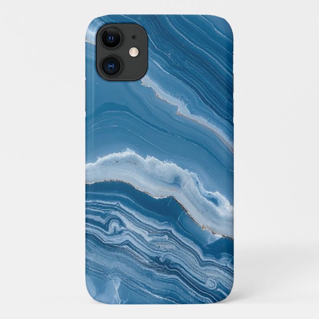 Capa Para iPhone 11 Modern Stone Dusty Blue Marble (Verso)