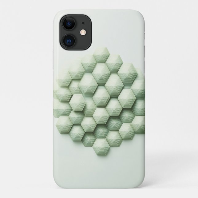 Capa Para iPhone 11 Modern Textured Geometric Hexagons - Elegant Mint  (Verso)