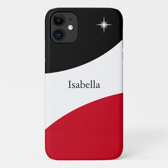 Capa Para iPhone 11 Moderno Abstrato Elegante Cores Preto, Vermelho e  (Verso)