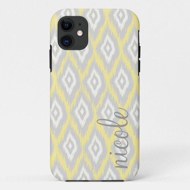 Capa Para iPhone 11 Moderno amarelo & cinzento asteca tribal (Verso)