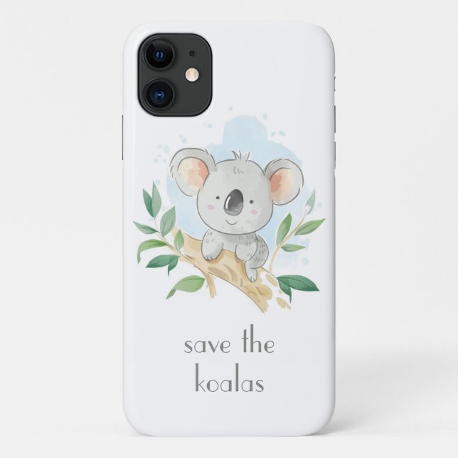 Capa Para iPhone 11 Moderno Bonito Salva Koalas | Austrália (Verso)
