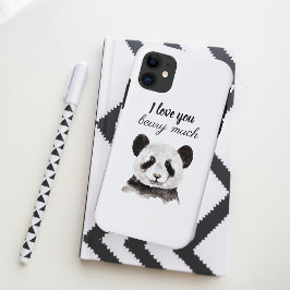 Capa Para iPhone 11 Moderno Eu Te Amo Muito Panda Preta E Branca