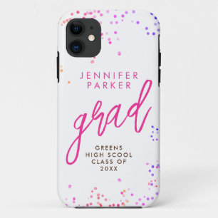 Capa Para iPhone 11 Moderno Script Manuscrito Rosa Quente Branco para 