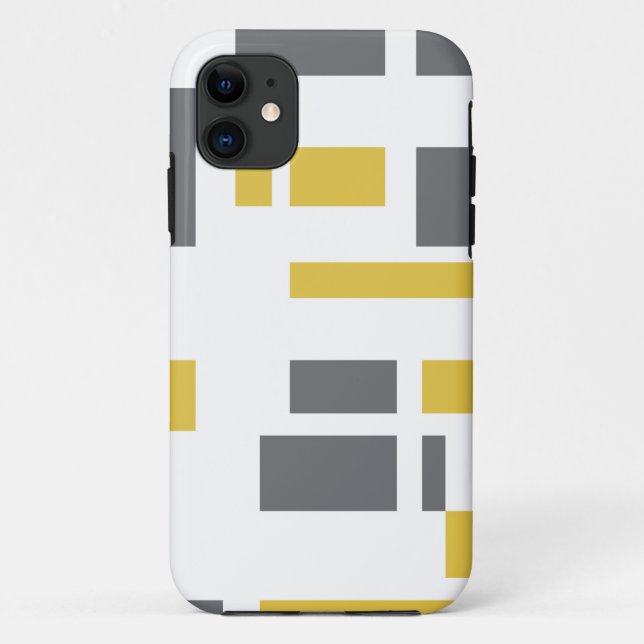 Capa Para iPhone 11 Moderno, simples, padrão geométrico amarelo cinza  (Verso)