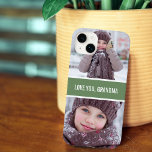 Capa Para iPhone 11 Moderno Te Ama Avó 2 Fotos Verde<br><div class="desc">A bela capas de iphone moderna mostra 2 de suas fotos favoritas no topo e no fundo com uma faixa verde no meio com tipografia.</div>