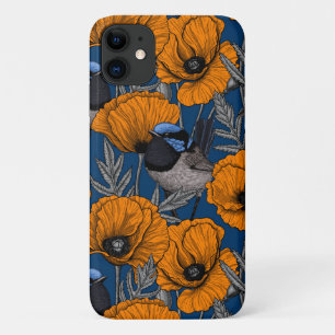 Capa Para iPhone 11 Moinhos de fada e flores de papoila laranja