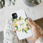 Capa Para iPhone 11 Moldura de limões amarelos modernos e folhas com n<br><div class="desc">Moldura de limões amarelos modernos e folhas com nome</div>