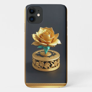 Capa Para iPhone 11 Moldura Dourada Ornamentada com Motivo Floral
