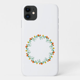 Capa Para iPhone 11 Moldura redonda floral com flor amarela e rosa ver