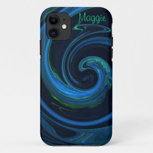 Capa Para iPhone 11 Molten Malachite Azurite Abstrato Wave