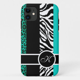 Capa Para iPhone 11 Monograma animal do impressão do leopardo e da