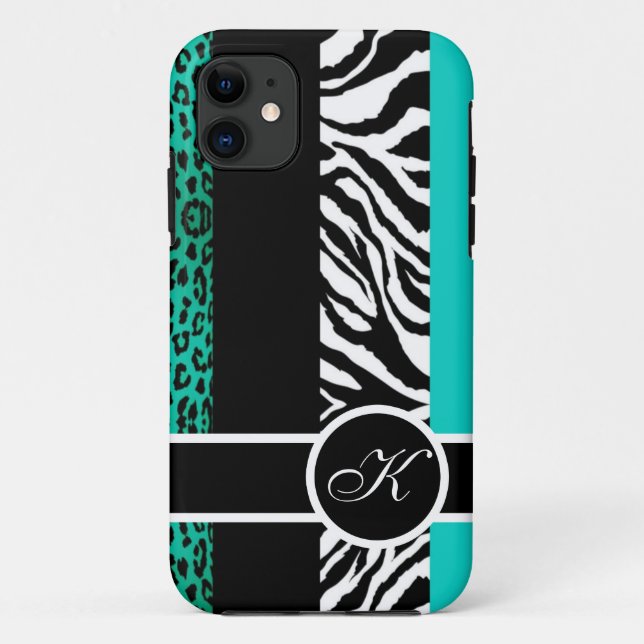 Capa Para iPhone 11 Monograma animal do impressão do leopardo e da (Verso)