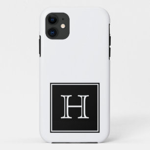 Capa Para iPhone 11 Monograma ao quadrado preto