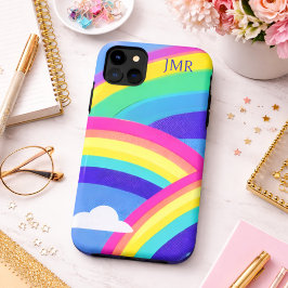 Capa Para iPhone 11 Monograma Arco-íris Moderno