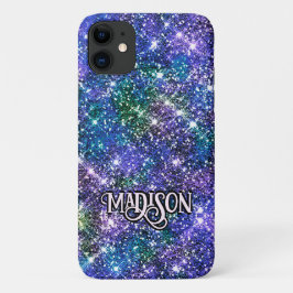 Capa Para iPhone 11 Monograma azul esverdeado verde esmerilado