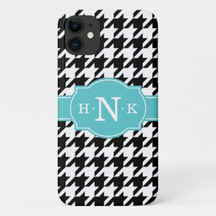 Capa Para iPhone 11 Monograma Azul Negra Negra Menino