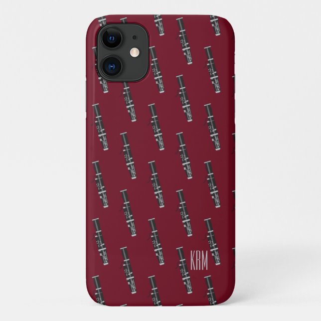 Capa Para iPhone 11 Monograma Borgonha (Verso)