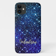 Monograma branco iridescente azul brilhante